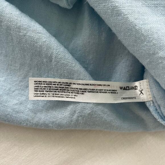 Free People Blue Perri Puff Sleeve Button Front Drop Waist Mini Dress Size Large - Picture 12 of 14